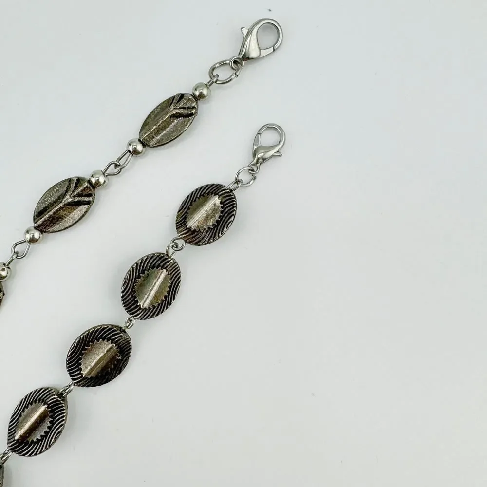 Vintage Two Southwestern Silver Tone Wave Bracelets Boho Chic Rustic Charm